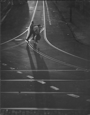 Benn Mitchell, Two Boys Crossing Trolley Tracks, 1950