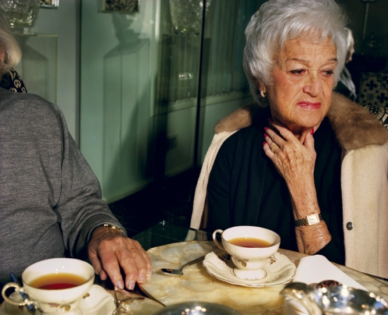 Gillian Laub<br /> <em>Grandma and Grandpa Having Tea, NY, 2000</em><br /> <em>From Family Rename Series, 2007</em><br /> Chromogenic prints<br /> 24 x 20" &nbsp; &nbsp;Edition of 8<br /> 40 x 30" &nbsp; &nbsp;Edition of 5<br /> 50 x 40" &nbsp; &nbsp;Edition of 3