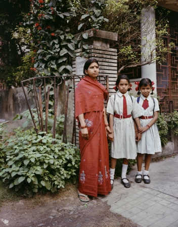 Laura McPhee<br /> <span style="font-size:12px;"><em><span style="font-family: arial, sans-serif;">Manna, an Ayah, with her two charges, Jodhpur Park, Kolkata, 1998</span></em></span><br /> Archival Pigment Ink Prints<br />  20 x 24" Edition of 5 <br />Additional sizes available, please contact gallery for more information