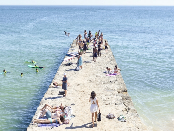 Massimo Vitali<br /> <em>Carcavelos Pier, Portugal,&nbsp;</em>2016<br /> Digital C-print<br /> 71.5 x 95.5" &nbsp; &nbsp; <br /> Edition of 6