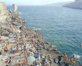 Massimo Vitali<br /> <em>Porto Miggiano, Italy </em>(#4520), 2011<br /> Chromogenic print with Diasec mount<br /> 90 x 71” (each panel) &nbsp; &nbsp;Edition of 6