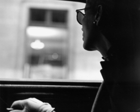 Fernand Fonssagrives<br /> <em>Taxi Cab, Lisa Fonssagrives, New York, 1945</em><br /> gelatin silver print<br /> signed and titled on verso