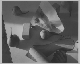 Jed Devine, Untitled (Pears, Woodblocks, And Face)