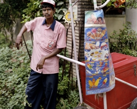 Laura McPhee<br /> <span style="font-size:12px;"><em><span style="font-family: arial, sans-serif;">Ganesh Das, Ice Cream Man, Jodhpur Park, Kolkata, 1998</span></em></span><br /> Archival Pigment Ink Prints<br /> 20 x 24" Edition of 5 <br />Additional sizes available, please contact gallery for more information