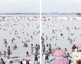 Massimo Vitali<br /> <em>Piscinao de Ramos Diptych </em>(#4739-40), 2012<br /> Chromogenic print with Diasec mount<br /> 72 x 89" each panel &nbsp; &nbsp;Edition of 6