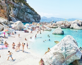 Massimo Vitali<br /> <em>Cala Mariolu Big Rock&nbsp;</em>(#CF001178), 2014<br /> Chromogenic print with Diasec mount and wooden frame<br /> 71 x 95" &nbsp; &nbsp;Edition of 6